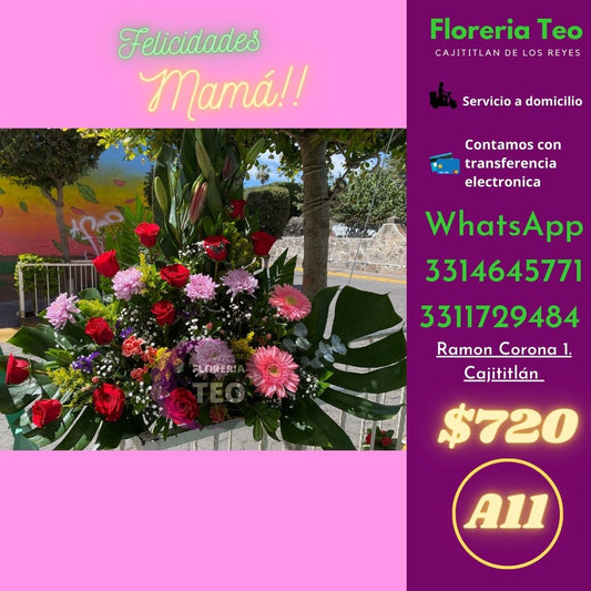 Arreglo Floral de Rosas y Gerberas. A11