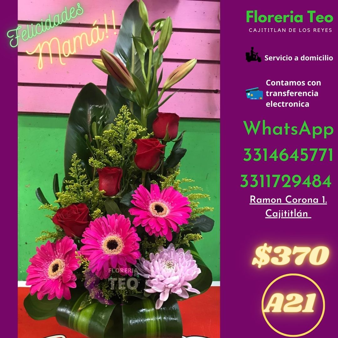 Arreglo floral Rosa, Lili y Gerbera. A21