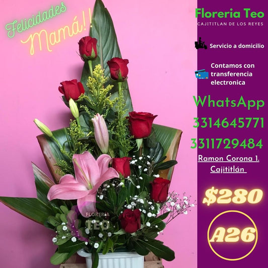 Arreglo Floral de Rosas y Lili. A26
