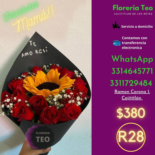 Ramo de Rosas y Girasol. R28
