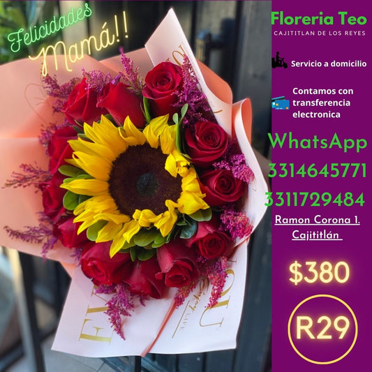 Ramo de Rosas y Girasol. R29