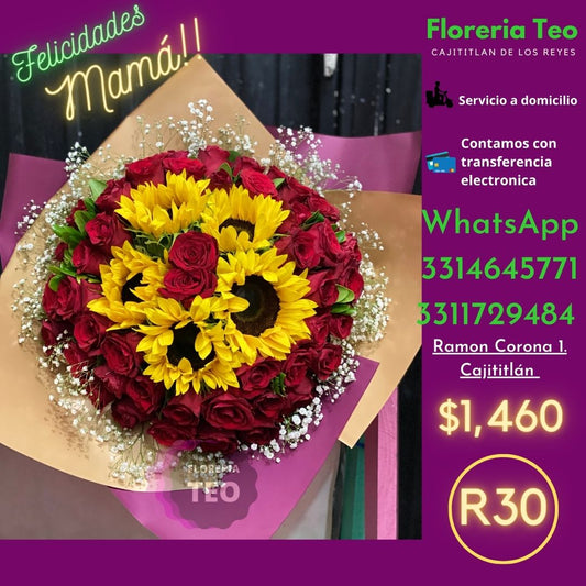 Ramo de Rosas y Girasol. R30