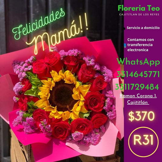 Ramo de Rosas y Girasol. R31