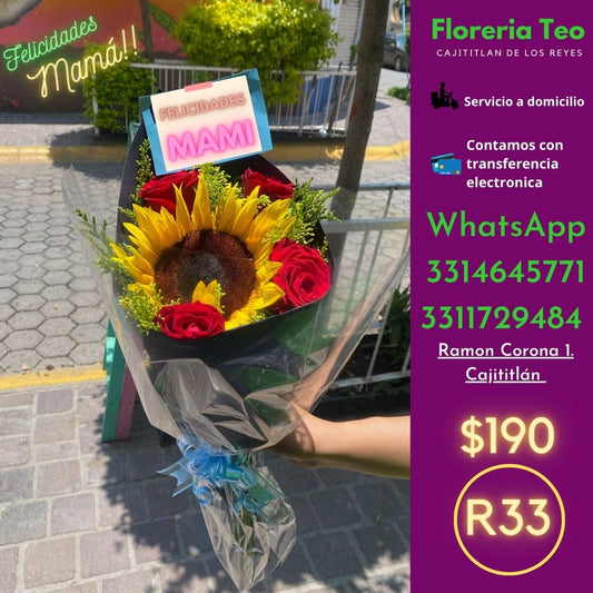 Ramo de Rosas y Girasol. R33