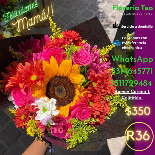 Ramo de Rosas y Girasol. R36