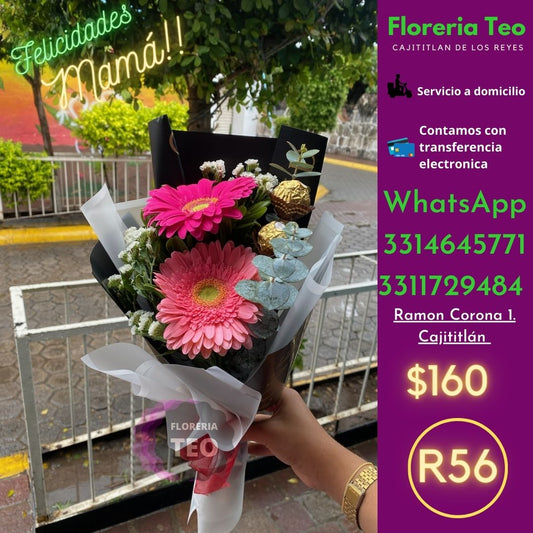 Ramo de Gerbera y Ferrero. R56