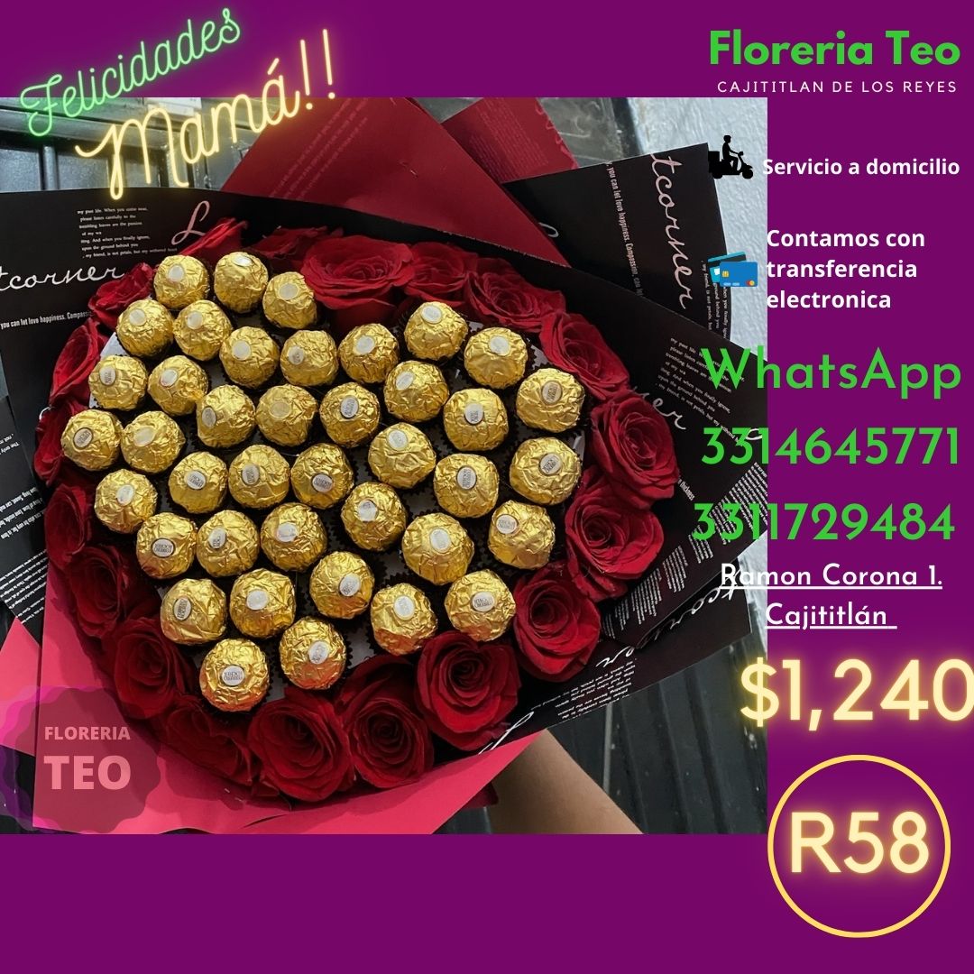 Ramo de Rosas con Ferreros. R58