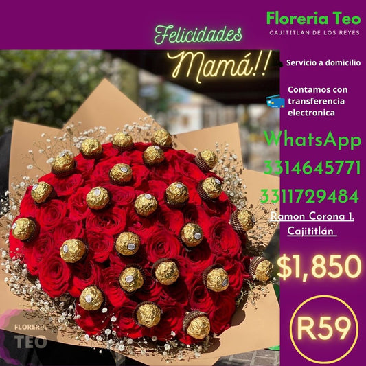 Ramo de Rosas con Ferreros. R59